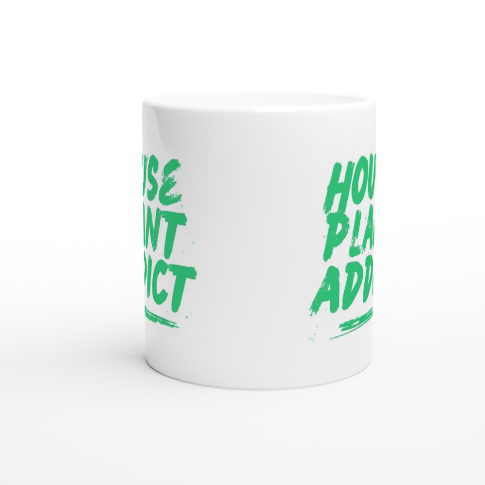 white ceramic plant lover mug sideways view